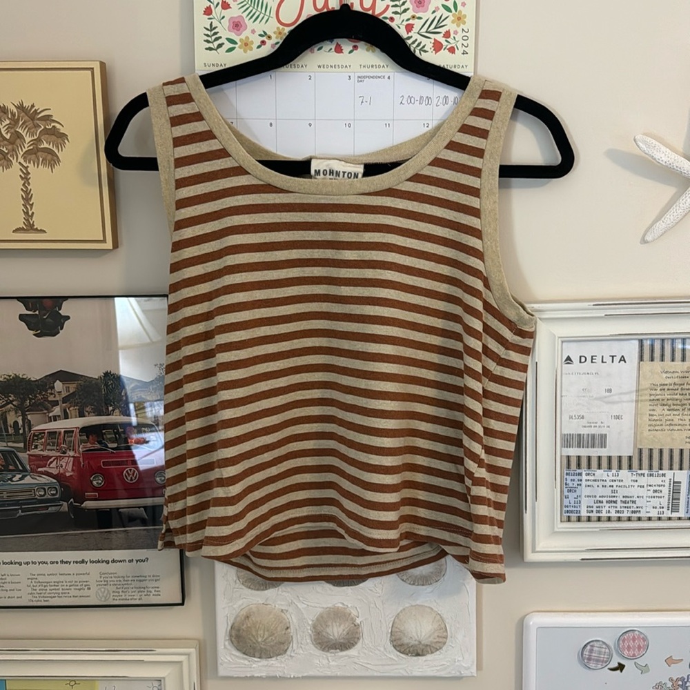 Brown Striped Women's Tank Top